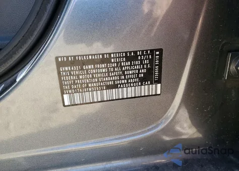2015 Volkswagen Jetta Se from USA, damaged, VIN 3VWD17AJ8FM325318